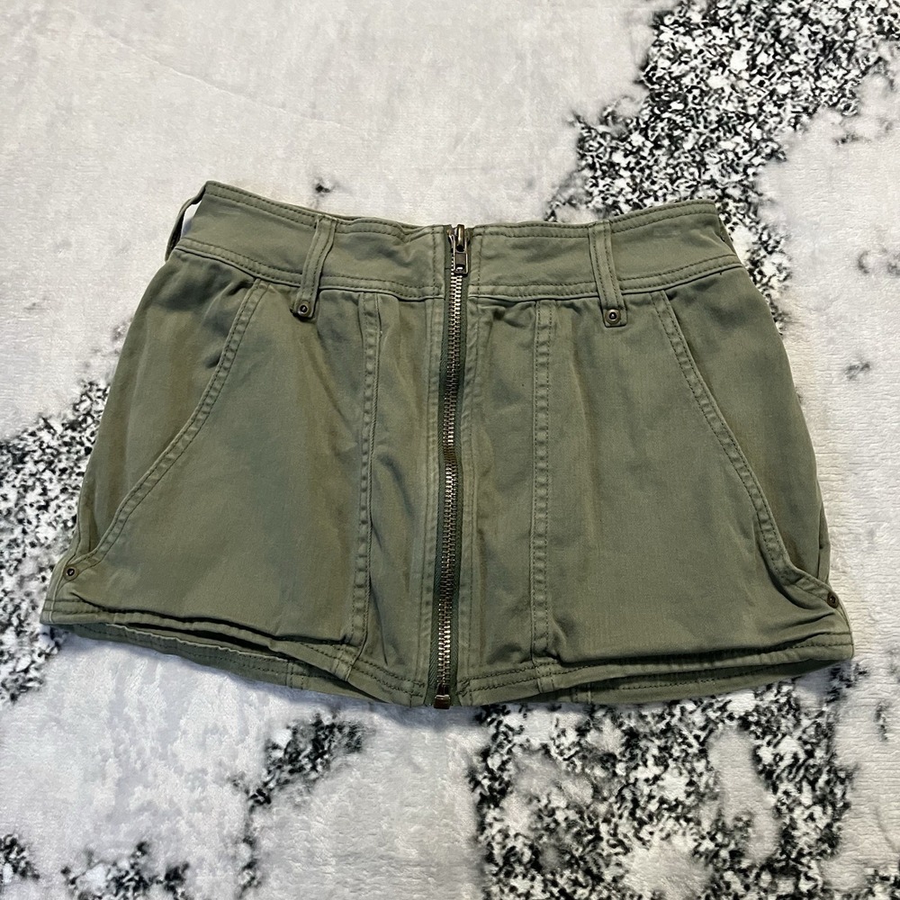Free People Skirt Womens Sz 0 Too Cool military mini in olive green cotton y2k‎
